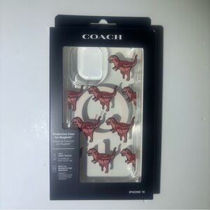 Coach iPhone 16 Case - Red Dinosaur Pattern